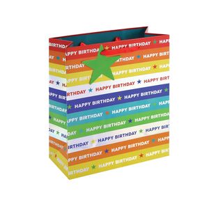 Holographic Happy Birthday Gift Bag Medium Rainbow Pack of 12 36953-3C