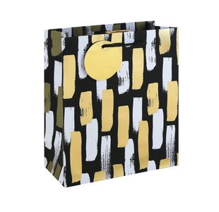Mono Paint Strokes Gift Bag Medium Black Pack of 12 37013-3C