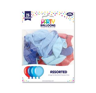 Eurowrap 25 Party Balloons Blue/Red Pack of 6 12924-BCC