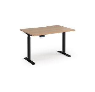 Elev8 Contract 1200w Straight Sit-stand Desk 1200mm x 800mm - Black Frame, Beech Top