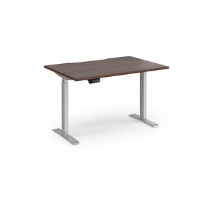 Elev8 Contract 1200w Straight Sit-stand Desk 1200mm x 800mm - Silver Frame, Walnut Top