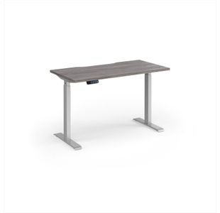 Elev8 Contract 1200w Straight Sit-stand Desk 1200mm x 600mm - Silver Frame, Grey Oak Top