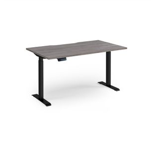 Elev8 Contract 1400w Straight Sit-stand Desk 1400mm x 800mm - Black Frame, Grey Oak Top