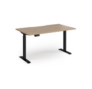 Elev8 Contract 1400w Straight Sit-stand Desk 1400mm x 800mm - Black Frame, Kendal Oak Top