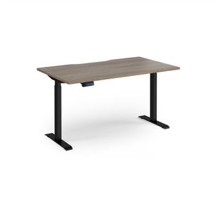 Elev8 Contract 1400w Straight Sit-stand Desk 1400mm x 800mm - Black Frame, Nebraska Oak