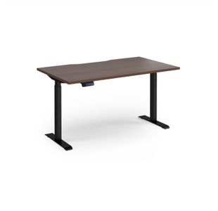 Elev8 Contract 1400w Straight Sit-stand Desk 1400mm x 800mm - Black Frame, Walnut Top