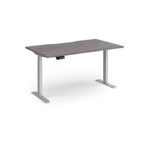 Elev8 Contract 1400w Straight Sit-stand Desk 1400mm x 800mm - Silver Frame, Grey Oak Top
