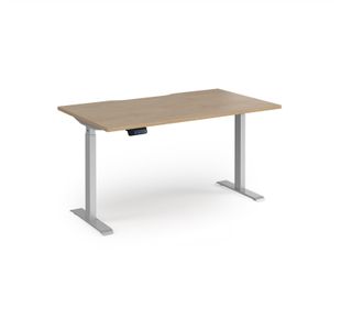 Elev8 Contract 1400w Straight Sit-stand Desk 1400mm x 800mm - Silver Frame, Kendal Oak Top