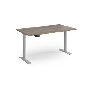 Elev8 Contract 1400w Straight Sit-stand Desk 1400mm x 800mm - Silver Frame, Nebraska Oak