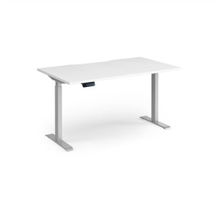 Elev8 Contract 1400w Straight Sit-stand Desk 1400mm x 800mm - Silver Frame, White Top