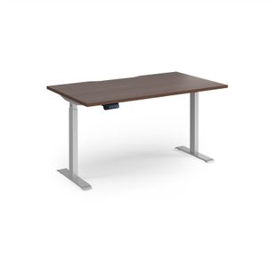 Elev8 Contract 1400w Straight Sit-stand Desk 1400mm x 800mm - Silver Frame, Walnut Top