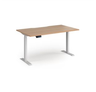 Elev8 Contract 1400w Straight Sit-stand Desk 1400mm x 800mm - White Frame, Beech Top