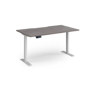 Elev8 Contract 1400w Straight Sit-stand Desk 1400mm x 800mm - White Frame, Grey Oak Top