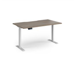 Elev8 Contract 1400w Straight Sit-stand Desk 1400mm x 800mm - White Frame, Nebraska Oak