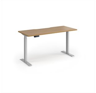 Elev8 Contract 1400w Straight Sit-stand Desk 1400mm x 600mm - Silver Frame, Oak Top
