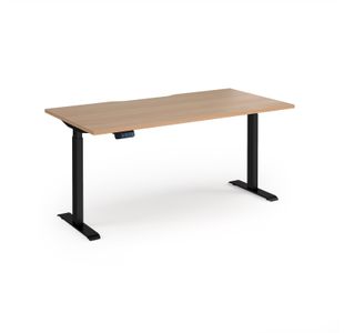 Elev8 Contract 1600w Straight Sit-stand Desk 1600mm x 800mm - Black Frame, Beech Top
