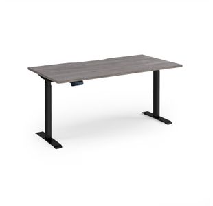 Elev8 Contract 1600w Straight Sit-stand Desk 1600mm x 800mm - Black Frame, Grey Oak Top
