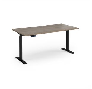 Elev8 Contract 1600w Straight Sit-stand Desk 1600mm x 800mm - Black Frame, Nebraska Oak