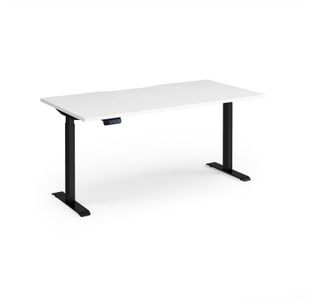 Elev8 Contract 1600w Straight Sit-stand Desk 1600mm x 800mm - Black Frame, White Top