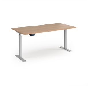Elev8 Contract 1600w Straight Sit-stand Desk 1600mm x 800mm - Silver Frame, Beech Top