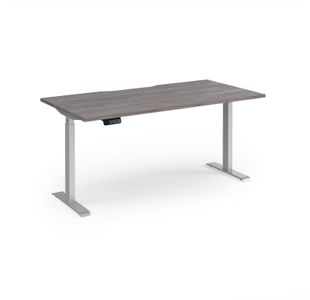 Elev8 Contract 1600w Straight Sit-stand Desk 1600mm x 800mm - Silver Frame, Grey Oak Top