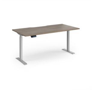 Elev8 Contract 1600w Straight Sit-stand Desk 1600mm x 800mm - Silver Frame, Nebraska Oak