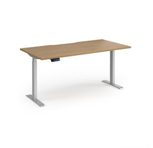 Elev8 Contract 1600w Straight Sit-stand Desk 1600mm x 800mm - Silver Frame, Oak Top