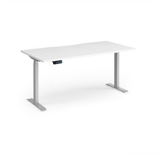 Elev8 Contract 1600w Straight Sit-stand Desk 1600mm x 800mm - Silver Frame, White Top