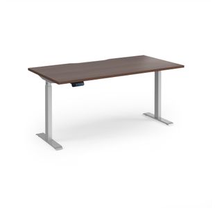 Elev8 Contract 1600w Straight Sit-stand Desk 1600mm x 800mm - Silver Frame, Walnut Top