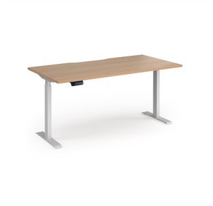 Elev8 Contract 1600w Straight Sit-stand Desk 1600mm x 800mm - White Frame, Beech Top