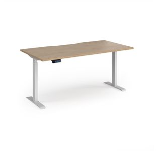 Elev8 Contract 1600w Straight Sit-stand Desk 1600mm x 800mm - White Frame, Kendal Oak Top