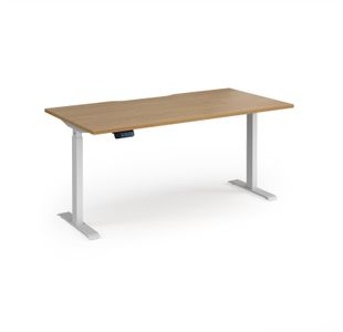 Elev8 Contract 1600w Straight Sit-stand Desk 1600mm x 800mm - White Frame, Oak Top