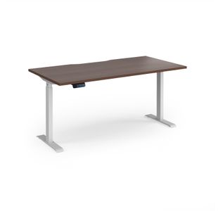 Elev8 Contract 1600w Straight Sit-stand Desk 1600mm x 800mm - White Frame, Walnut Top