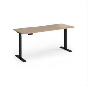 Elev8 Contract 1600w Straight Sit-stand Desk 1600mm x 600mm - Black Frame, Kendal Oak Top
