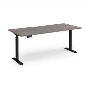 Elev8 Contract 1800w Straight Sit-stand Desk 1800mm x 800mm - Black Frame, Grey Oak Top
