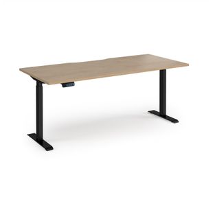 Elev8 Contract 1800w Straight Sit-stand Desk 1800mm x 800mm - Black Frame, Kendal Oak Top