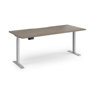 Elev8 Contract 1800w Straight Sit-stand Desk 1800mm x 800mm - Silver Frame, Nebraska Oak