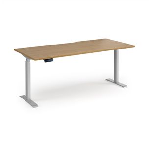 Elev8 Contract 1800w Straight Sit-stand Desk 1800mm x 800mm - Silver Frame, Oak Top