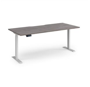 Elev8 Contract 1800w Straight Sit-stand Desk 1800mm x 800mm - White Frame, Grey Oak Top