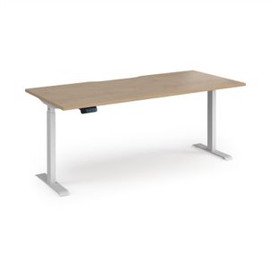 Elev8 Contract 1800w Straight Sit-stand Desk 1800mm x 800mm - White Frame, Kendal Oak Top