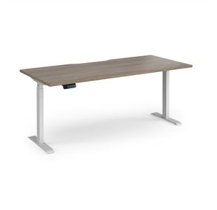 Elev8 Contract 1800w Straight Sit-stand Desk 1800mm x 800mm - White Frame, Nebraska Oak