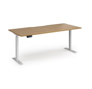 Elev8 Contract 1800w Straight Sit-stand Desk 1800mm x 800mm - White Frame, Oak Top