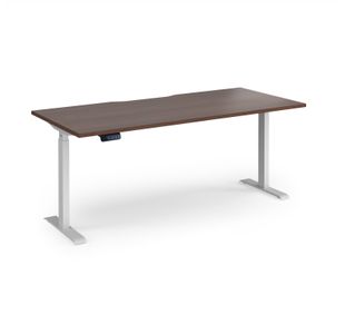 Elev8 Contract 1800w Straight Sit-stand Desk 1800mm x 800mm - White Frame, Walnut Top
