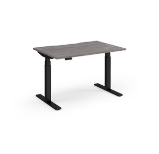 Elev8 Luxe Straight Sit-Stand Desk 1200mm x 800mm - Black Frame / Grey Oak Top
