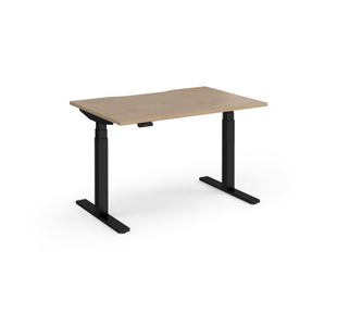 Elev8 Luxe Straight Sit-Stand Desk 1200mm x 800mm - Black Frame / Kendal Oak Top