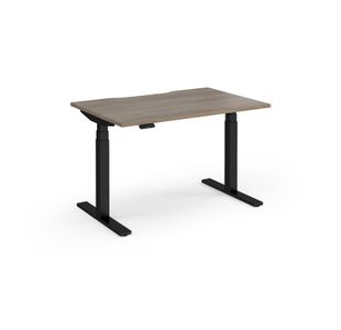 Elev8 Luxe Straight Sit-Stand Desk 1200mm x 800mm - Black Frame / Nebraska Oak Top