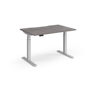 Elev8 Luxe Straight Sit-Stand Desk 1200mm x 800mm - Silver Frame / Grey Oak Top