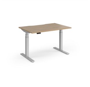 Elev8 Luxe Straight Sit-Stand Desk 1200mm x 800mm - Silver Frame / Kendal Oak Top