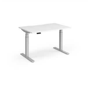 Elev8 Luxe Straight Sit-Stand Desk 1200mm x 800mm - Silver Frame / White Top