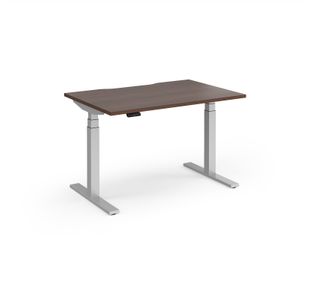 Elev8 Luxe Straight Sit-Stand Desk 1200mm x 800mm - Silver Frame / Walnut Top